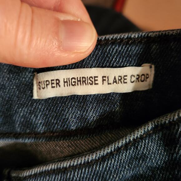 WILLIAM RAST Jeans Juniors 31 Blue Dark Wash Super High Rise Flare Crop Stretch - Picture 5 of 12